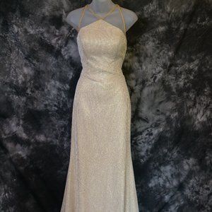 Size 10 Gold and Ivory Angela & Alison Formal Gown
